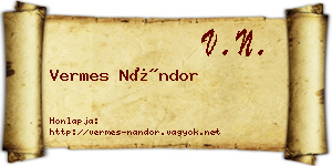 Vermes Nándor névjegykártya